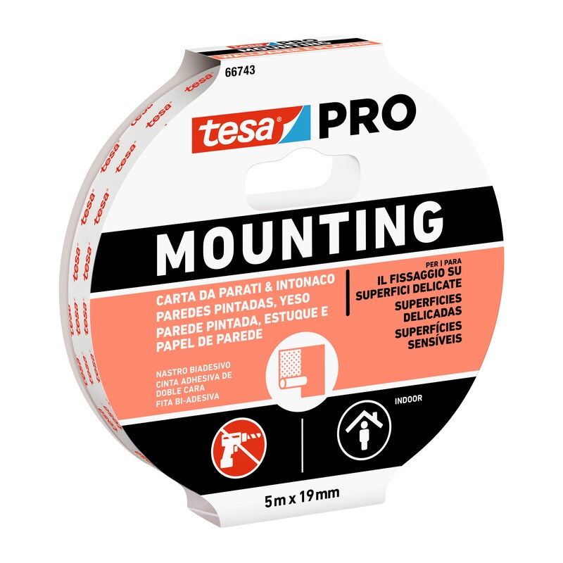 10 x NASTRO BIADESIVO TESA MOUNTING PRO MURO 19MMX5M