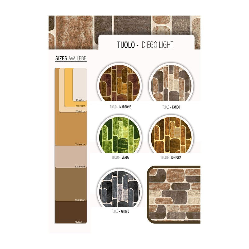 10 x TAPPETO CUCINA TIJOLO 57X180 CM ASSORTITO