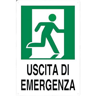 10 x TARGA SEGNALETICA USCITA EMERGENZA DX