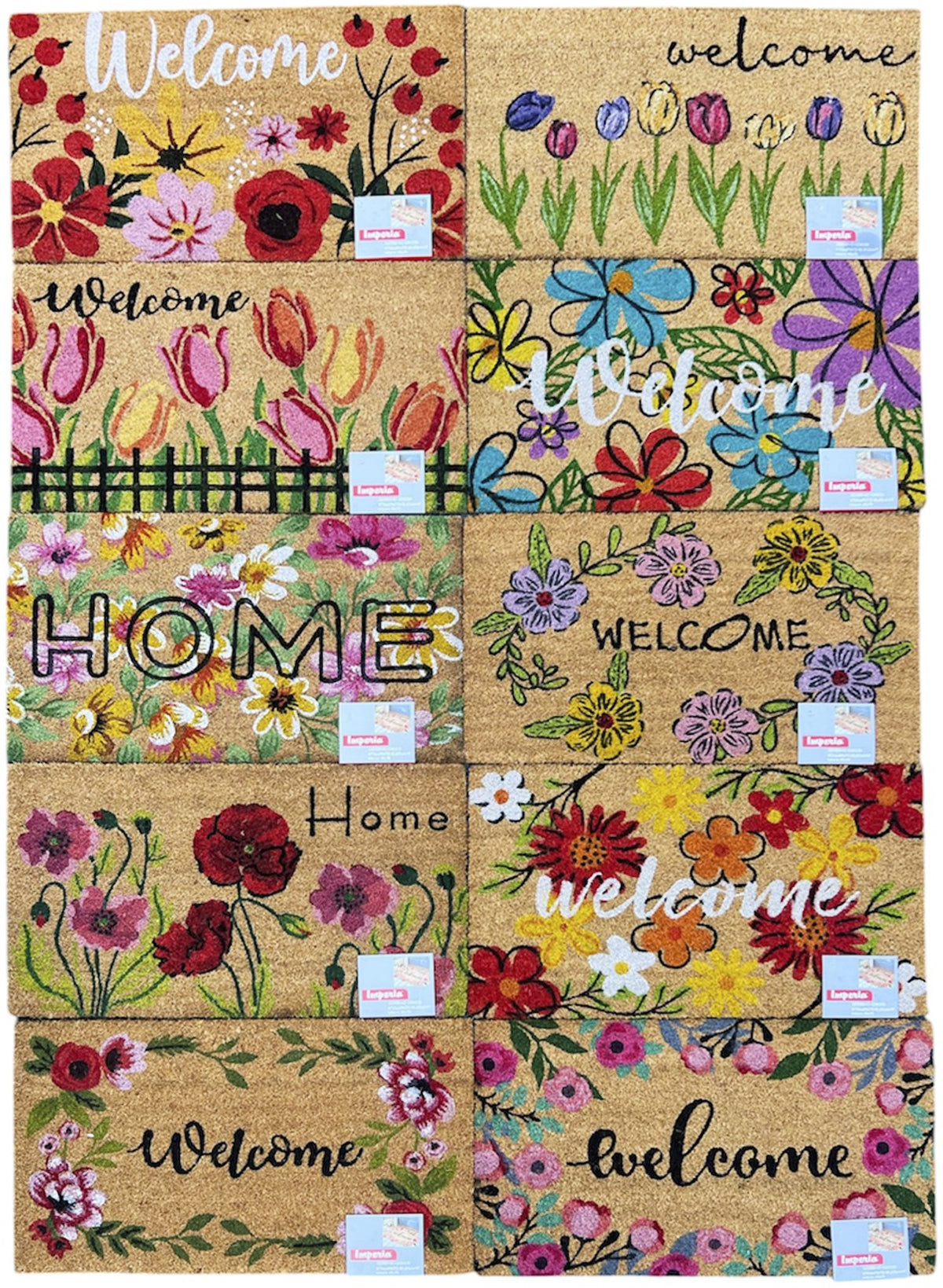 10 x ZERBINO ELEGANT COCCO RETTANG. 40X70 CM ASSORTITO