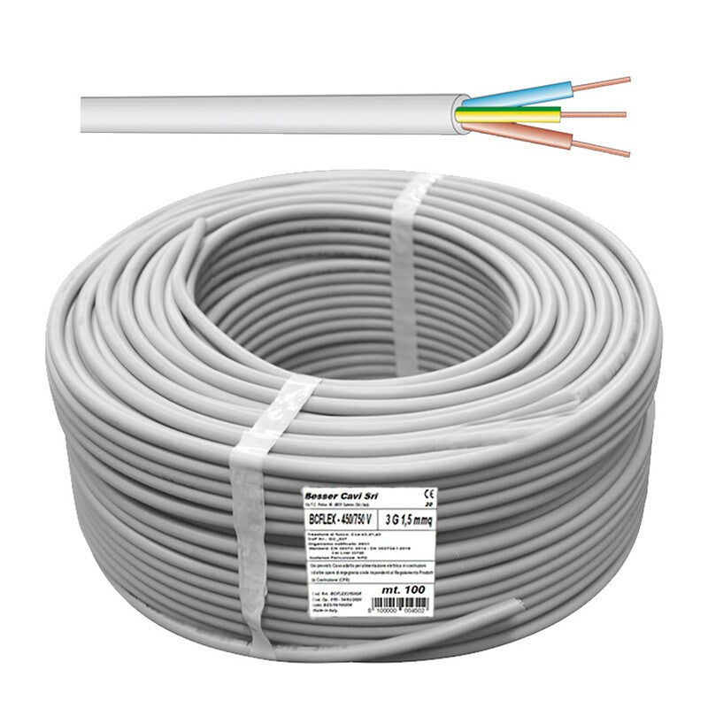100 x CAVO ELETTRICO 450/750V SEZ 4X1,50 MM GRIGIO