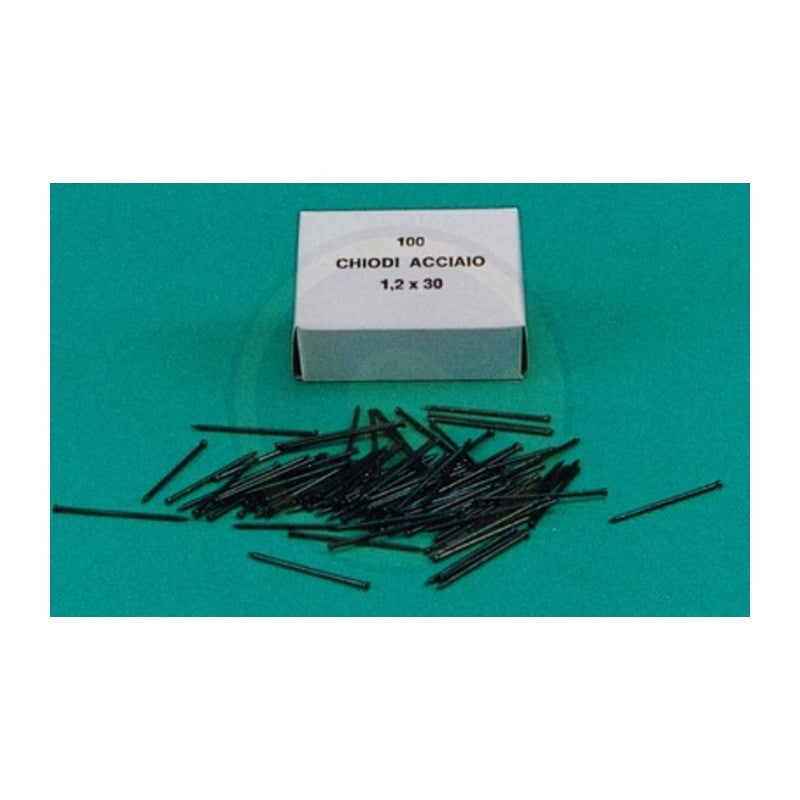 100 x CHIODINI GRUPPINI ACCIAIO 1,2X25 MM SCATOLA 100 PZ