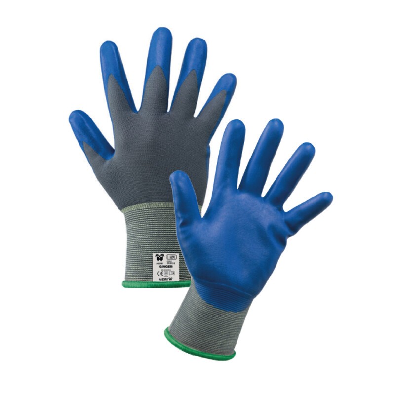 12 x GUANTI NYLON/NITRILE GINGER P/ALIMENTI TG. 8