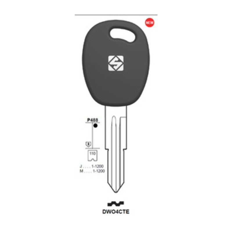 2 x SILCA DWO4CTE CHIAVE TRANSPONDER VUOTA OTTONE