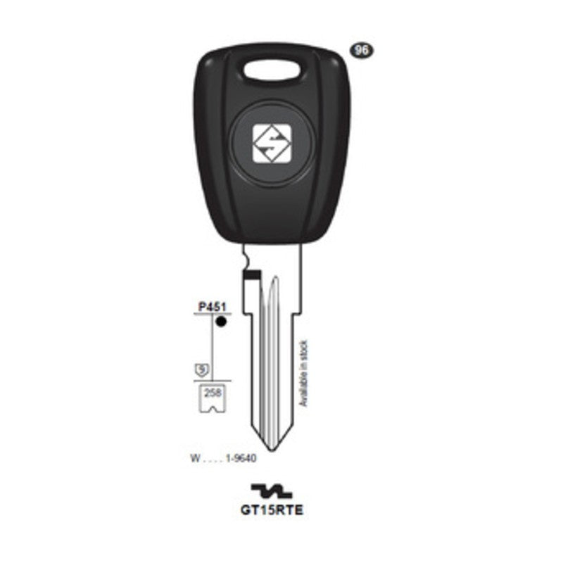 2 x SILCA GT15RTE CHIAVE TRANSPONDER VUOTA OTTONE