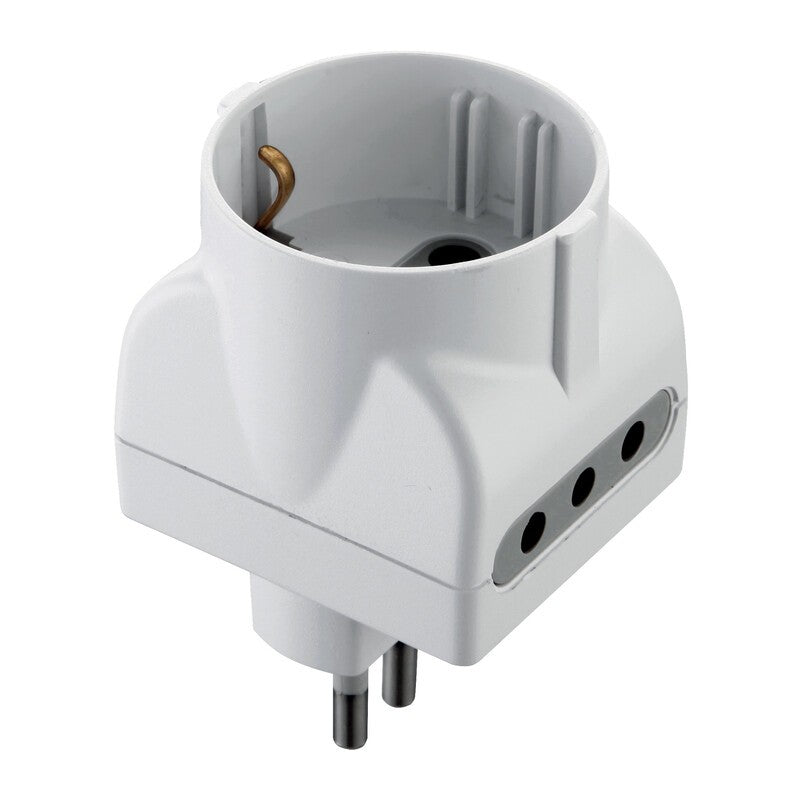 25 x ADATTATORE TRIPLO 10A 2PR 10A E SCHUKO BIA FIG.15