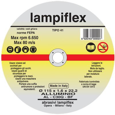 25 x DISCO ABRASIVO TAGLIO ALLUMINIO LAMPIFLEX
