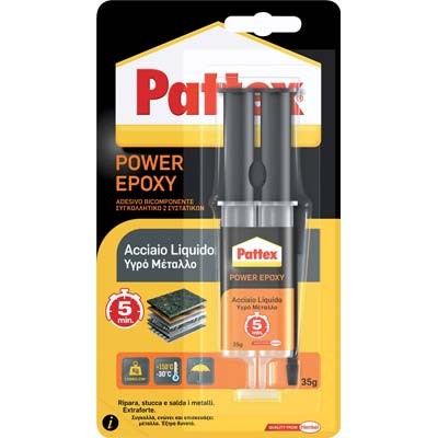 3 x PATTEX POWER EPOXY ACCIAIO LIQUIDO MIX SIRINGA
