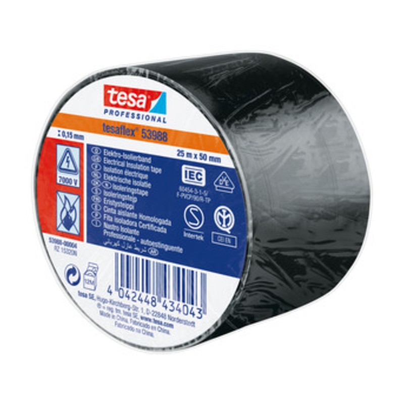 4 x NASTRO ISOLANTE CERTIFICATO NERO 25MTX50MM