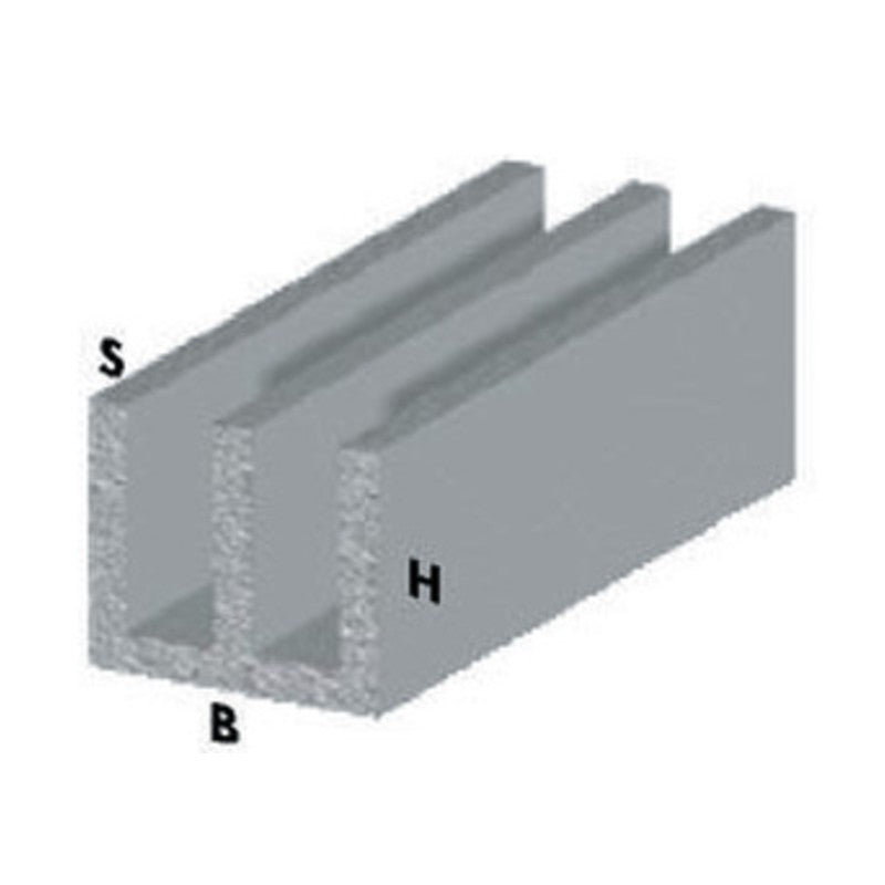 5 x PROFILO ARGENTO H.100 CM CANALINO UU 16X 7X1 MM