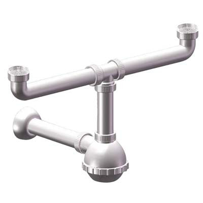 5 x SIFONE PP A BOTTIGLIA 2 VASCHE