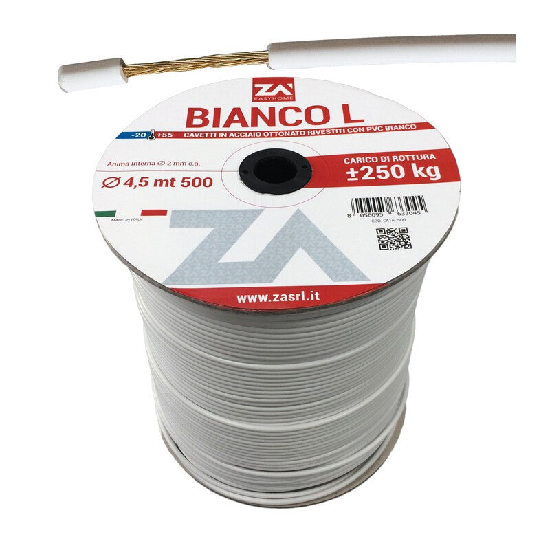 500 x FILO STENDIBIANCHERIA BIANCO L ACC OTT D 4,5 MM
