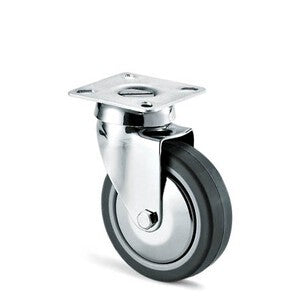8 x RUOTA MOBILE D 60 MM GOMMA GRIGIA 220C C/PIASTRA