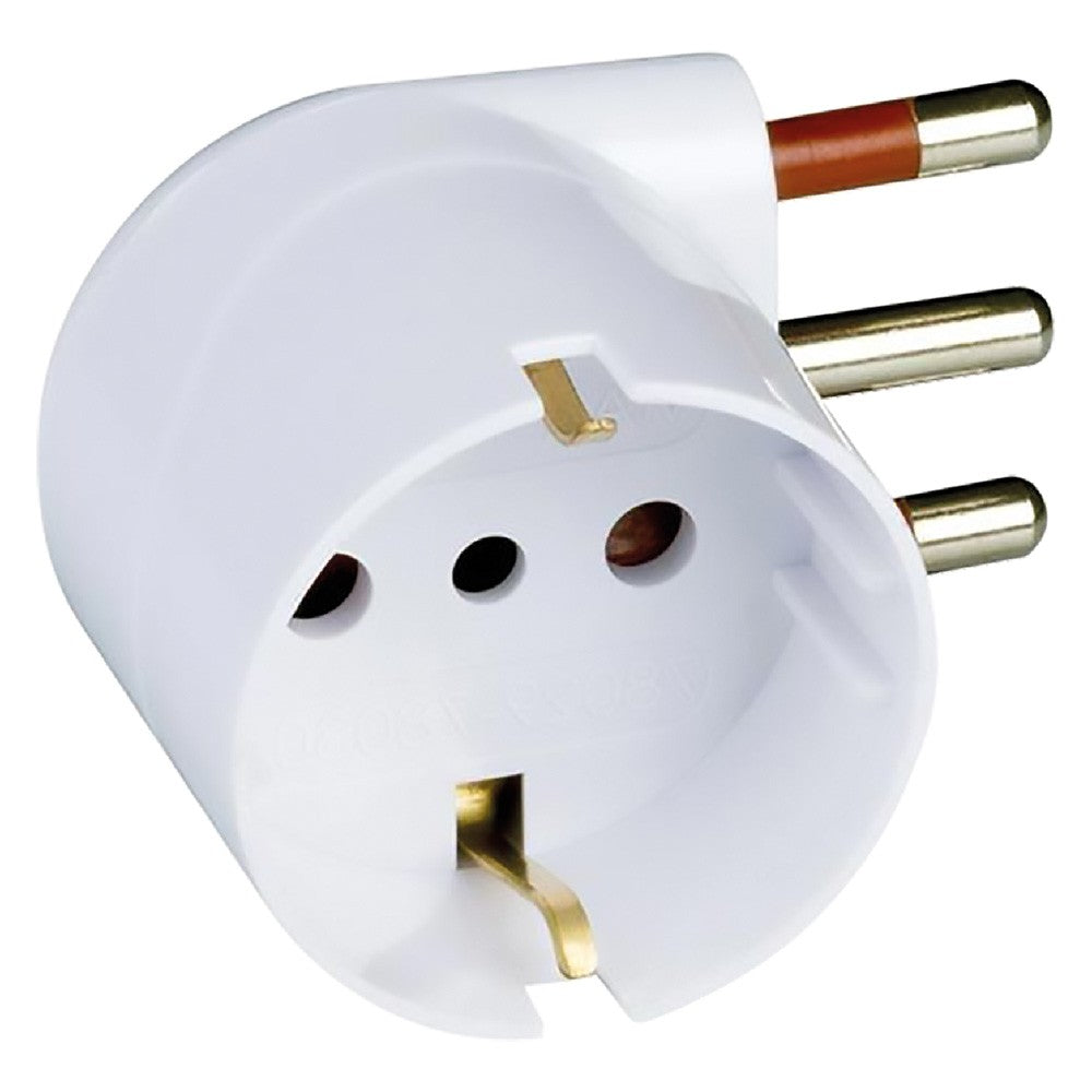 ADATTATORE SINGOLO SPINA 90° 'SALVASPAZIO' spina 2P + T 10A