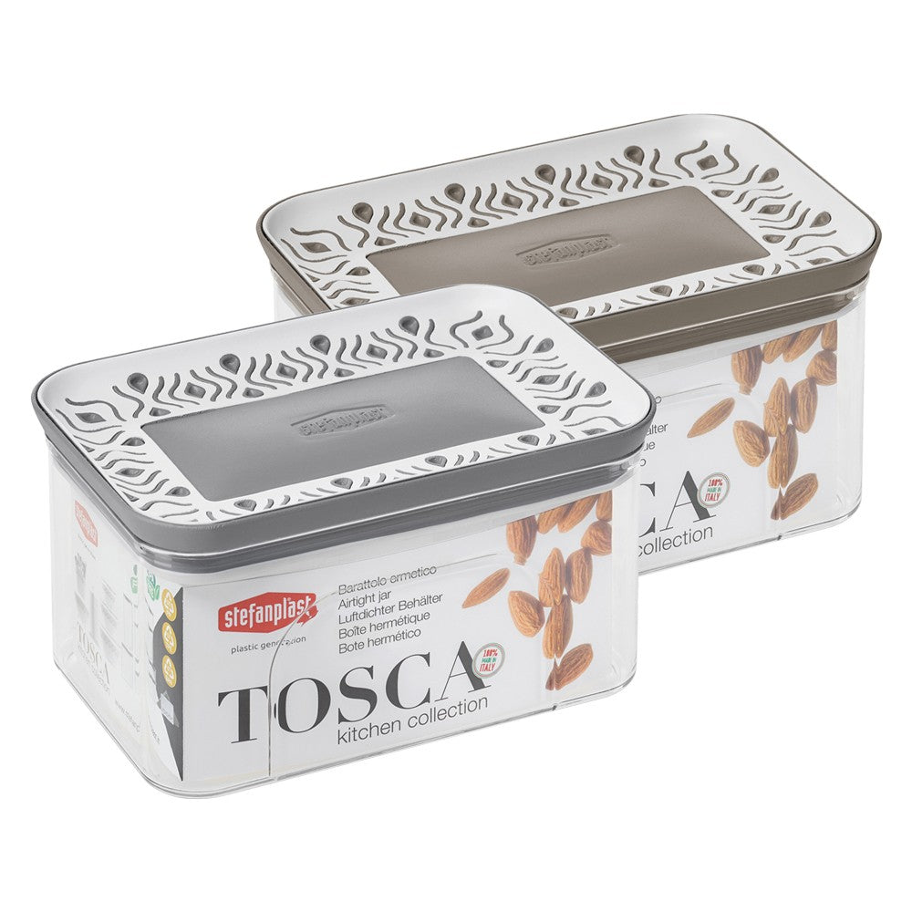 BARATTOLO RETTANGOLARE 'TOSCA' bianco/tortora