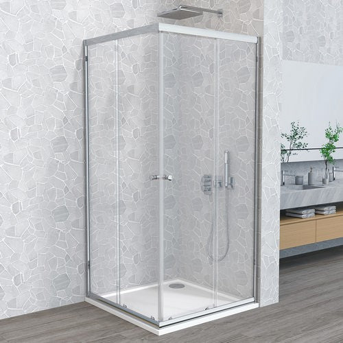 BOX DOCCIA 2 LATI CRISTALLO LINEA WONDER Misura: cm70x100 P. Bianco V. Tras
