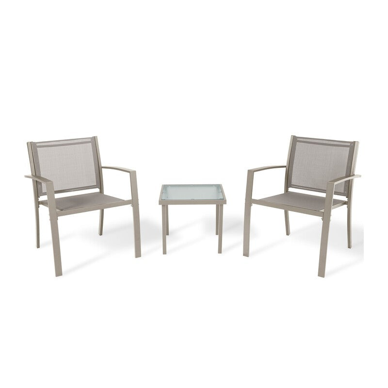 C SET 3 PZ SALOTTO HAVANA ACCIAIO TAUPE/MARRONE
