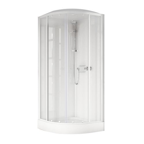 CABINA DOCCIA SEMICIRCOLARE MEDIA GLASS R 2 ANTE SCORR. 2 FISSE Misura: cm 90x90