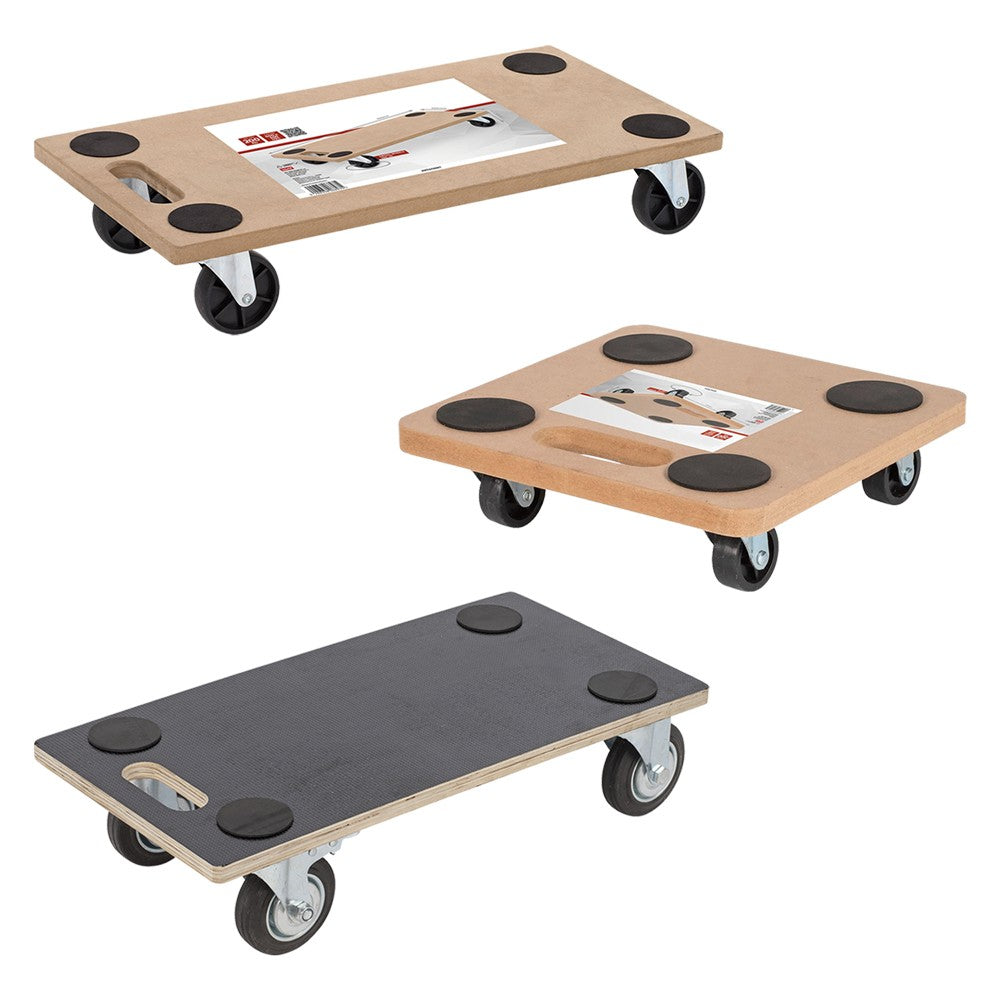 CARRELLO MULTIUSO PEDANA LEGNO cm 29 x 29 - ruote Ø 50 mm / portata 200 kg