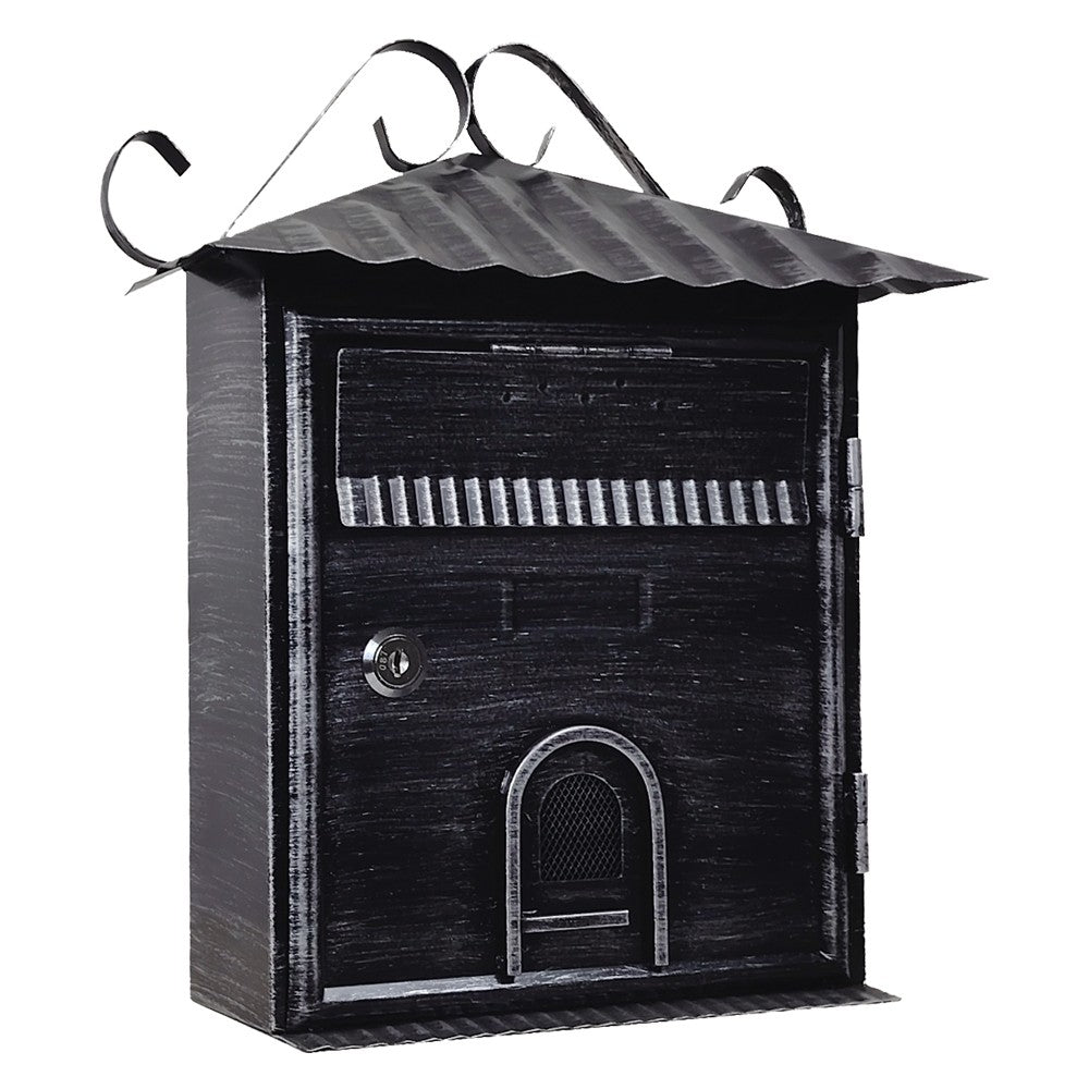 CASSETTA POSTALE 'FIORDALISO' cm 30x10,5x h 36 - argento\nero antico