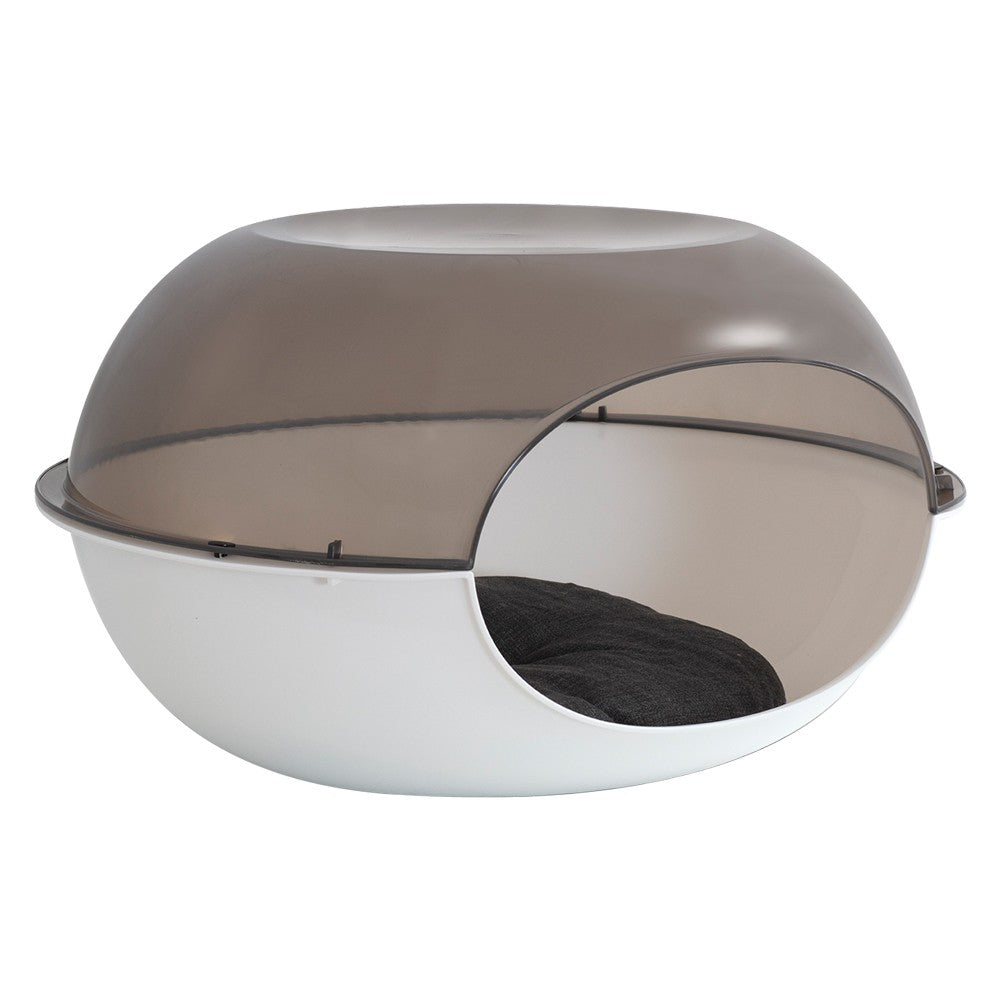CUCCIA CON CUSCINO 'LUNA' bianco / fumè - cm 57 x 48 x h. 31