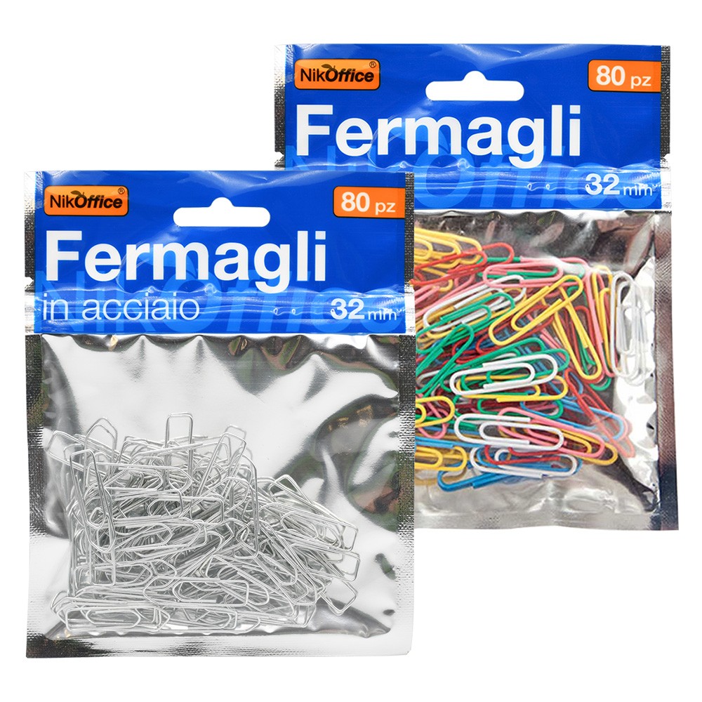 FERMAGLI PER CARTA metallo mm.32 - 80 pz