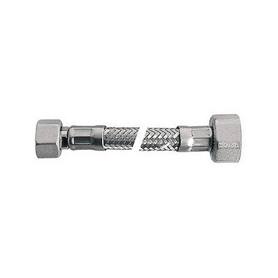 FLESSIBILE INOX MOD. LUX NORMALE CM. 10 CON TEFLON E GUARNIZIONE Misura: FF 1/2 X 1/2
