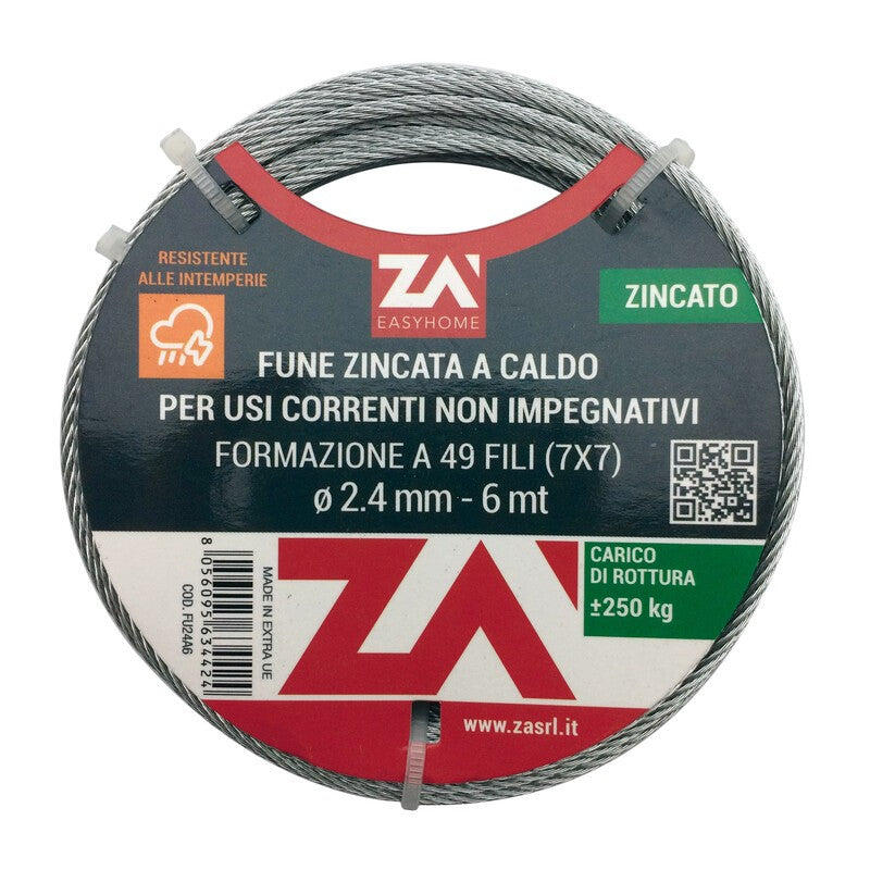 FUNE ACCIAIO ZINCATO 19F D 1,2 MM 25 M