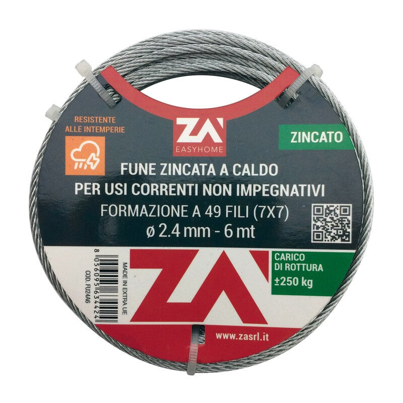 FUNE ACCIAIO ZINCATO ANTIGIRO 133F D 3 25 M