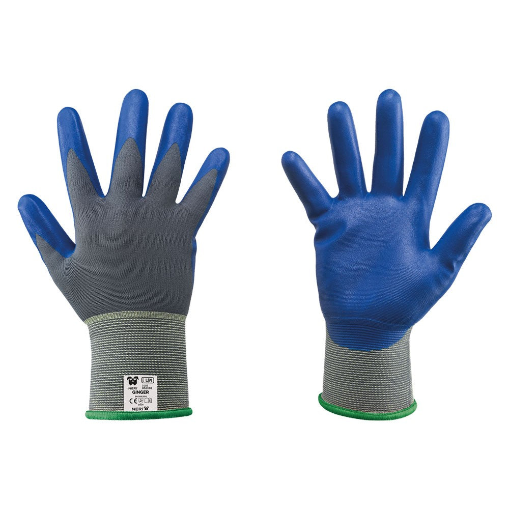 GUANTI NITRILE/NYLON 'GINGER' Tg. 9 - colore blu/grigio