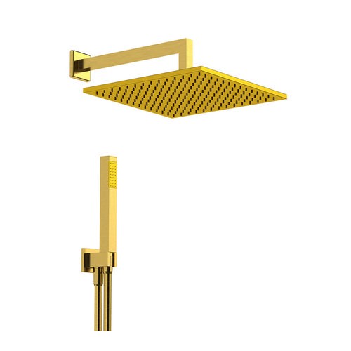 KIT SOFFIONE DOCCIA QUADRO Misura: cm 30 x 30 Oro Spazzolato