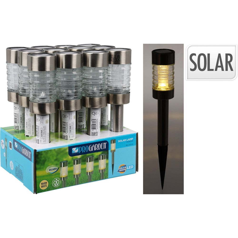 LAMPADA A ENERGIA SOLARE 'INOX' cm 10 x h.26