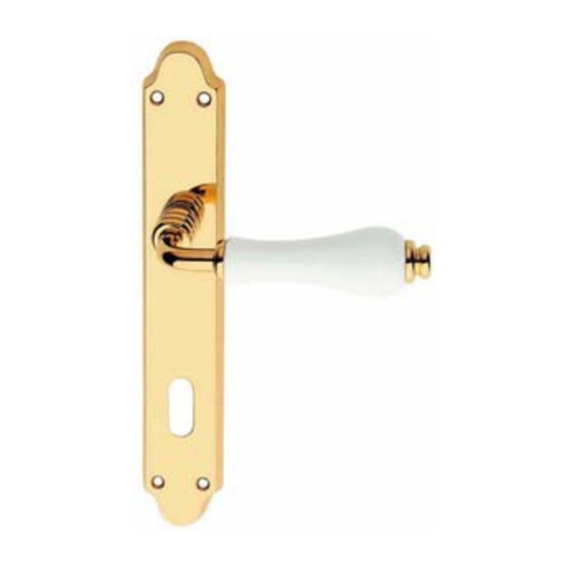 MANIGLIA OTTONE DALIA Q 8/90 CERAMICA LUCIDO BIA