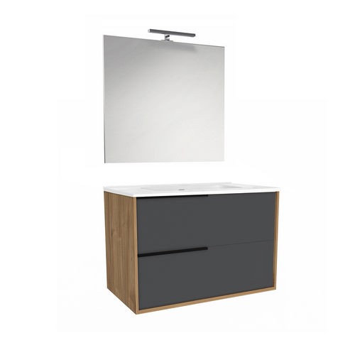 MOBILE BAGNO SOSPESO MOD. LISBOA CONSOLLE L. 80 CM Misura: Noce - Bianco Opaco