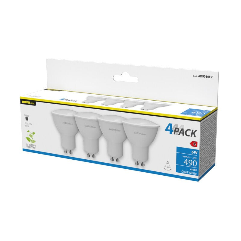 NOVA LAMPADINA LED SPOT GU10 6W 490LM 6500K PZ.4