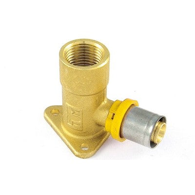 RACCORDO PER MULTISTRATO GAS CURVO FEMMINA CON FLANGIA 3 FORI Misura: 20 x 1/2"