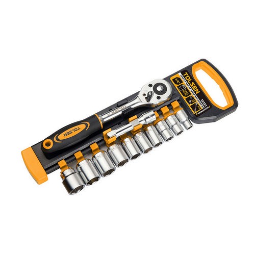 SET 12PZ CRICCHETTO REVERSIBILE CON BUSSOLE DA 3/8" Misura: 8-19 mm