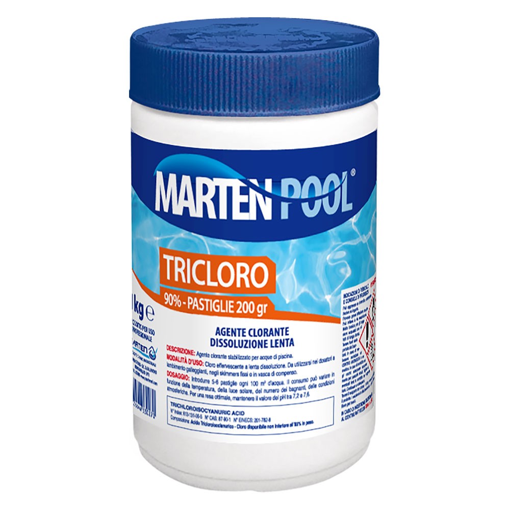 TRICLORO IN PASTIGLIE A LENTO DISSOLVIMENTO Kg. 1 - pastiglie da 200 grammi