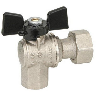 VALVOLA A SFERA AD ANGOLO A PASSAGGIO TOTALE FF DADO MOBILE Misura: 1/2"x3/4" DN 15 PN 40