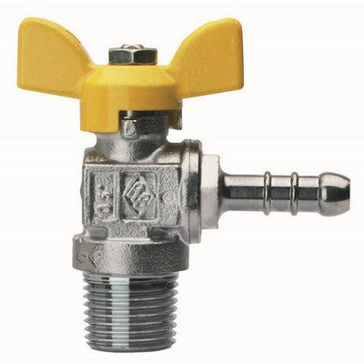 VALVOLA A SFERA PER GAS A SQUADRA FILETTATURA MASCHIO CON PORTAGOMMA Misura: 1/2" x 13 DN 15