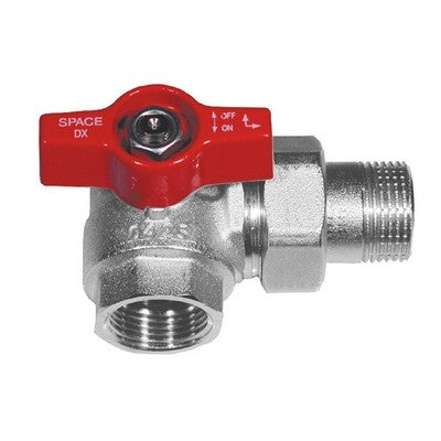 VALVOLA A SFERA SQUADRA PER COLLETTORI MANIGLIA ROSSA Misura: 3/4 sx DN 20 PN 40