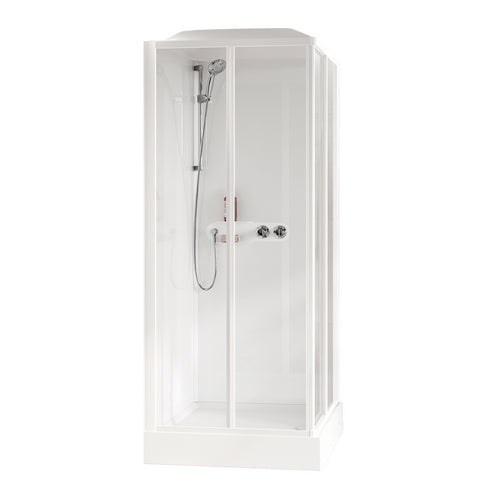 CABINA DOCCIA MEDIA GLASS A APERT. 2 ANTE SCORR. 2 FISSE