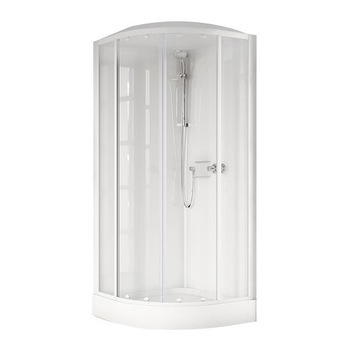 CABINA DOCCIA SEMICIRCOLARE MEDIA GLASS R 2 ANTE SCORR. 2 FISSE