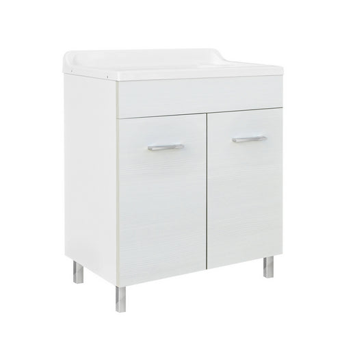 LAVATOIO CON MOBILE IN LEGNO E VASCA IN ABS CON STRIZZATOIO