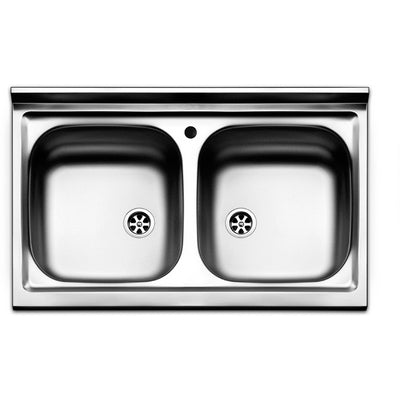LAVELLO APPOGGIO ACCIAIO INOX 2 VASCHE CM 80