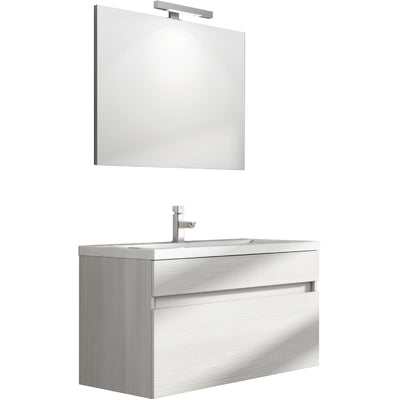 MOBILE BAGNO SOSPESO "PERSEO" CON LAVABO E SPECCHIO CM. 90