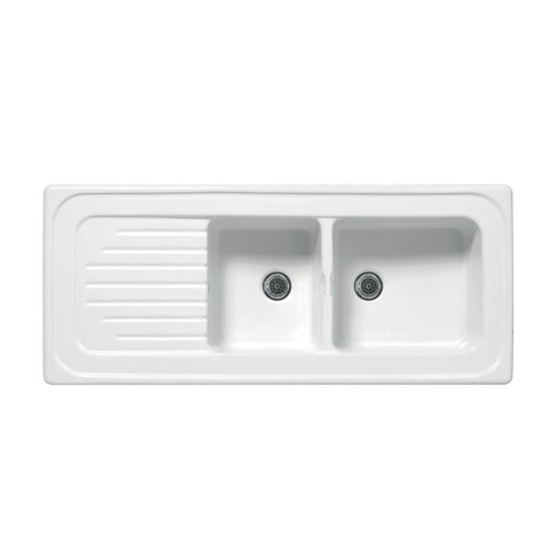 LAVELLO DA INCASSO IN CERAMICA MOD. C281 CON 2 VASCHETTE 116 x 50