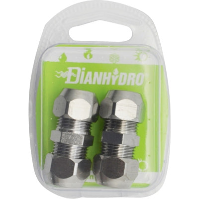 2 PZ RACCORDI DIRITTI DOPPI CON DADI CONICI CROMATI BLISTER