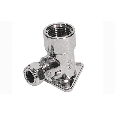 GOMITO A 90° CON FLANGIA CROMATO