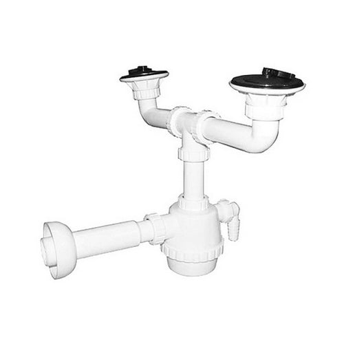 SIFONE PVC 2 VIE C / PILETTA E SCARICO LAVATRICE C/CANOTTO